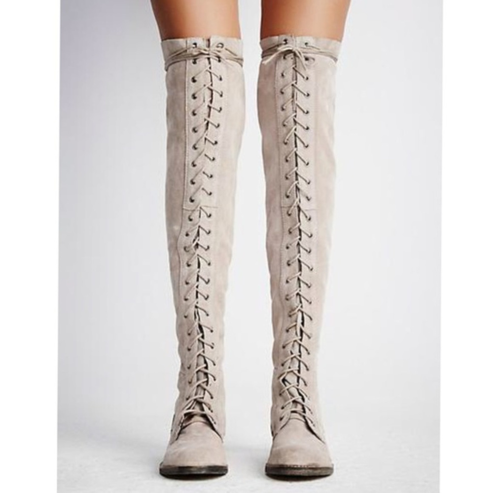 ๐๏ธ Tennessee Lace Up Luxe Sued Boots Free People - Picture 2 of 8